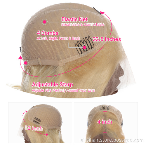 613 Short Bob Human Hair Wigs Real Human Hair Wig Vendors Brazilian Wigs Human Hair Lace Front Blonde